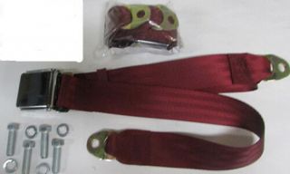 Wine Red 2 Point Vintage Wine Red Lap Seat Belts (2) With Mounting Kit: 60 "