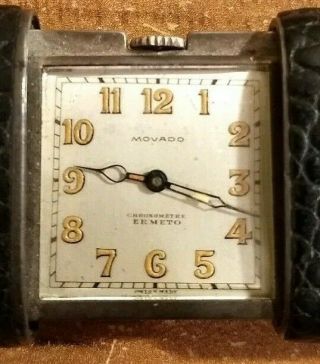 Vintage Movado Ermeto Chronometre Purse Watch.  Sterling Silver Case