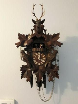 Large Vintage Cuckoo Clock Black Forest Chalet,  Adolf Herr Schwarzwalder Germany