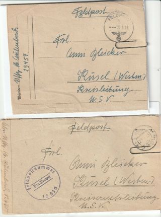 Translated Ww2 German Feldpost 2 Letters (d)
