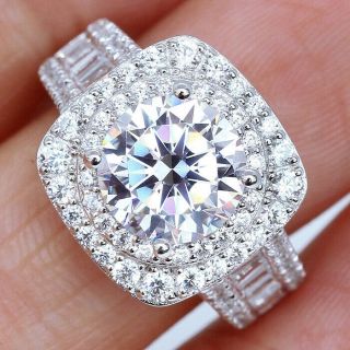 3.  1ct 14k White Gold Over Halo Diamond Anniversary Engagement Wedding Ring R12