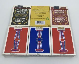 Vintage 3 Golden Nugget,  3 Jerry ' s Nugget Playing Cards Very Rare 2