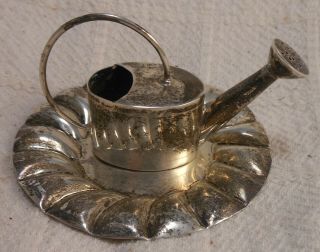 Great Vintage Mexican Sterling Silver Watering Can Tea Strainer With Underplate