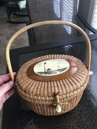 Vintage Rare Nantucket Basket Purse By Barlow