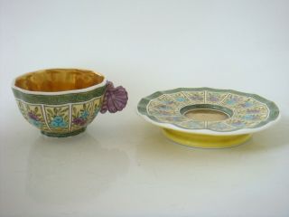 SPODE PORCELAIN RARE BUTTERFLY HANDLE CABINET CUP & SAUCER - PATTERN 2154 C1810 5
