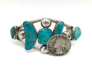 Vintage Navajo Native American handmade sterling silver Turquoise cuff bracelet 11