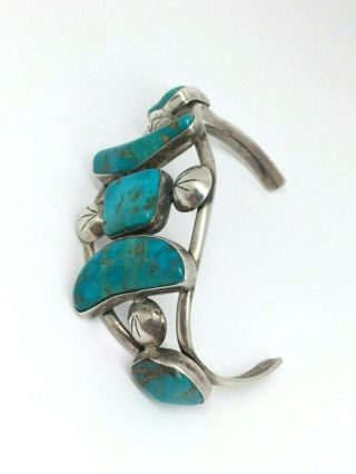 Vintage Navajo Native American handmade sterling silver Turquoise cuff bracelet 6