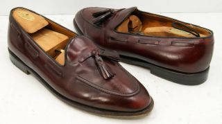 Vintage Cole Haan Burgundy Leather Slip On Tassel Loafers Men 