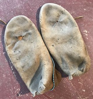 Vintage Native American beaded moccasins slippers deer skin 4