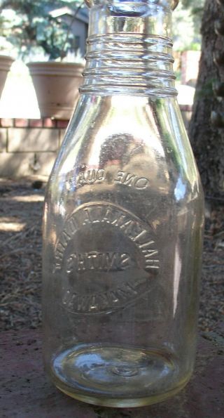 Vintage Hawaii Haleakala Smith’s Makawao Dairy Quart Milk Bottle 2