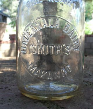 Vintage Hawaii Haleakala Smith’s Makawao Dairy Quart Milk Bottle 3
