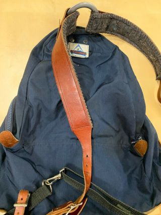 Vtg 60 ' s 70 ' s HOLUBAR BOULDER Co.  Navy Blue Nylon Leather Day Pack Backpack USA 4