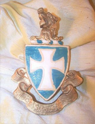 Vintage Sigma Chi Fraternity Plaster Crest Plaque,  Painted,  5 1/4 " Tall Old