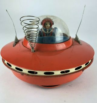 Vintage Cragstan Flying Saucer - Ufo Tin Toy - 1950 Ko Yoshiya Japan Space Ship