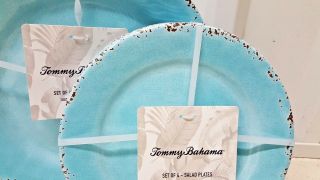 Vintage Tommy Bahama Melamine Blue Crackled Set of 8 Dinner & Salad Plates 2