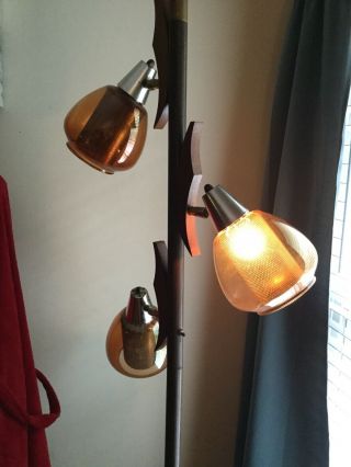 Vintage TENSION POLE FLOOR LAMP mid century modern light atomic 50s 60s 10