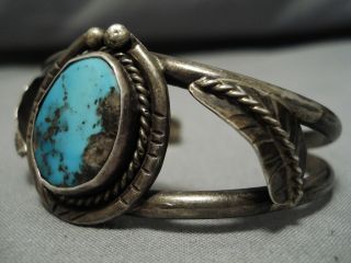 VINTAGE NAVAJO BRACELET - BISBEE TURQUOISE STERLING SILVER CUFF 4