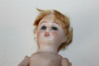 SMALL ANTIQUE GERMAN French ?? DOLL bisque glass eyes open mouth teeth stamped 3