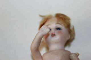 SMALL ANTIQUE GERMAN French ?? DOLL bisque glass eyes open mouth teeth stamped 5