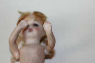 SMALL ANTIQUE GERMAN French ?? DOLL bisque glass eyes open mouth teeth stamped 6