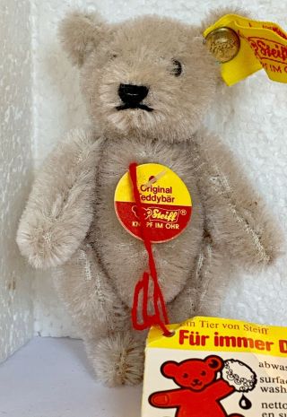 ❤️steiff Miniature Teddy Bear Jointed Ids Mini 0207/10 4 " Gray❤️