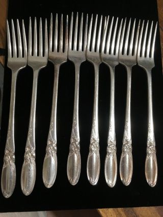 8 Grille Forks White Orchid Oneida Community Silverplate Flatware