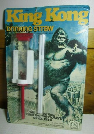 Vintage 1976 King Kong Twin Towers Drinking Straw Unpunched Mego