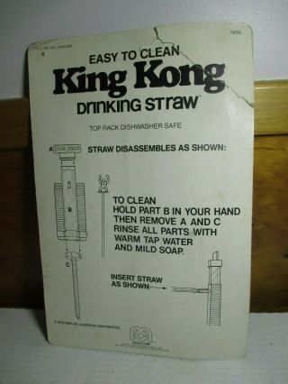 Vintage 1976 King Kong Twin Towers Drinking Straw Unpunched MEGO 3