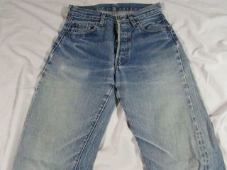 Vtg 70s Levi 501 Redline Denim Jeans Selvedge Faded Measure 27x34