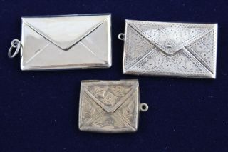 3 X Vintage & Antique.  925 Sterling Silver Stamp Holder Locket Pendants (28g)