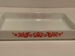 Vintage Pyrex 933 Friendship Red Bird Baking Dish Lasagna Pan 9 X 13 White