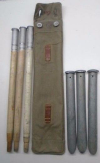 Swiss Army Wwii Tent Stakes With Bag Pouch.  Good.