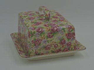 Vintage Royal Winton Chintz English Rose Covered Butter/cheese Dish Plate