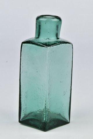 Rare teal blue Shoe Blacking Bottle with Open Pontil saratoga glass N Y 2
