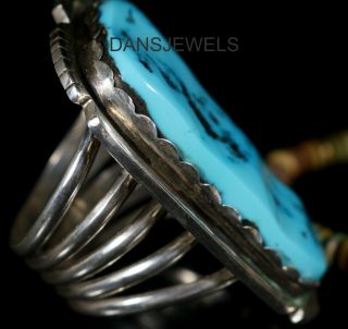 Old Pawn Vintage NAVAJO Sleeping Beauty Turquoise Sterling HUGE Mens Ring 13.  5 4