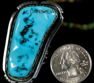 Old Pawn Vintage NAVAJO Sleeping Beauty Turquoise Sterling HUGE Mens Ring 13.  5 7