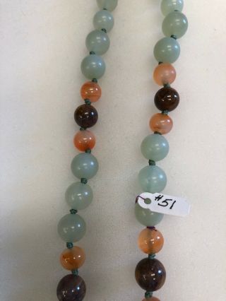 VINTAGE CHINESE GREEN JADE AND CARNELIAN BEAD NECKLACE 4