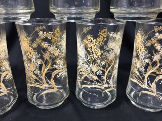 (12) Vintage Libby Clear Dried Flowers Drinking Glasses Set of 12 5.  25 