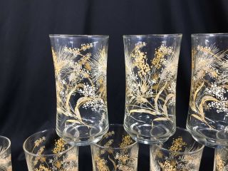 (12) Vintage Libby Clear Dried Flowers Drinking Glasses Set of 12 5.  25 