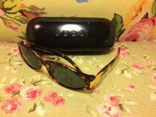 Vintage Gucci Sunglasses Tortoise Shell & Gold With Case Gg 2411/s