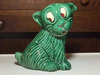 Vintage Haeger Pottery ? Green Polka Dot Ceramic Dog Lamp Base