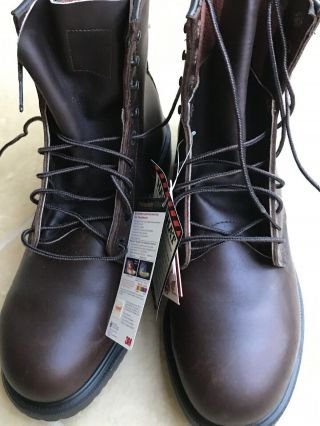 Vtg Red Wing Boots 8.  5d Ansi Z41 Pt91 Mi/75 C/75 Steel Toe Leather Boots Usa