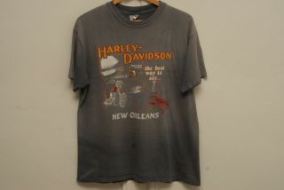 Vintage Harley Davidson Orleans Single Stitch T - Shirt Xl Faded Worn Usa