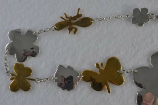 Necklace Robert Lee Morris Sterling Brass Warhol Ode Spring Butterfly Flower 20 