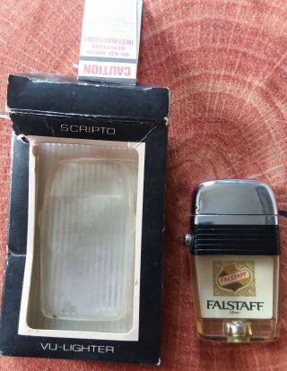 Vintage Falstaff Beer Scripto Vu - Lighter Cigarette Cigar Smoking Lighter