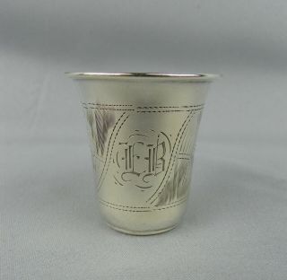Vintage Sterling Silver Vodka Shot Glass Cup " Eb " Initials Russian