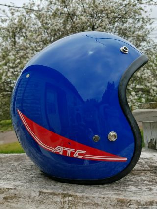 Vtg Honda Atc Motorcycle Dirt Bike Atv Helmet Blue Open Face 80s Shoei Sz L