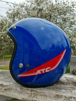 Vtg Honda ATC Motorcycle Dirt Bike ATV Helmet Blue Open Face 80s Shoei sz L 2