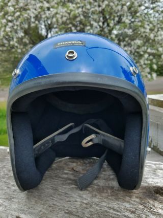 Vtg Honda ATC Motorcycle Dirt Bike ATV Helmet Blue Open Face 80s Shoei sz L 3