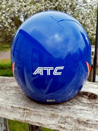 Vtg Honda ATC Motorcycle Dirt Bike ATV Helmet Blue Open Face 80s Shoei sz L 4